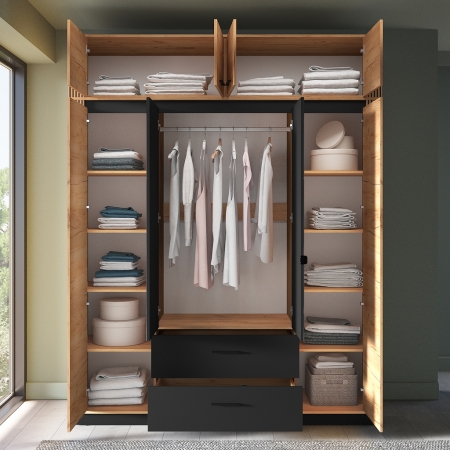 Szafa AMBER 10 – 8 drzwi, 200 cm, z nadstawką 250 cm