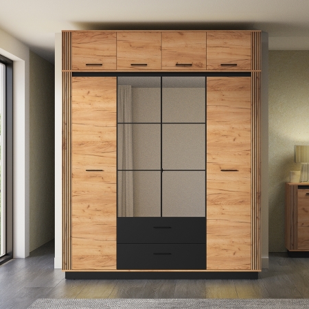 Szafa AMBER 10 – 8 drzwi, 200 cm, z nadstawką 250 cm