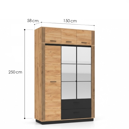 Szafa AMBER 11 – 3+3 drzwi, z nadstawką, 250 cm