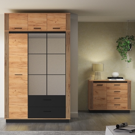 Szafa AMBER 11 – 3+3 drzwi, z nadstawką, 250 cm