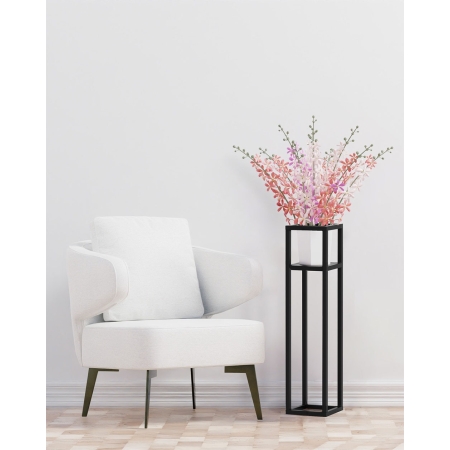 Wysoki kwietnik Coral L czarny metalowy 20x70 cm w stylu loftowym