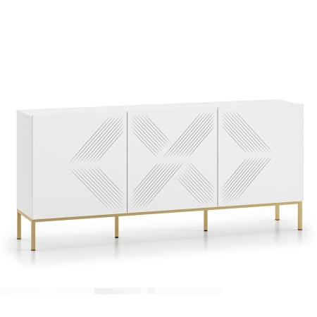 Komoda Nordic Shine 02 szeroka 170 cm | Biała Frezowana | Jodełka