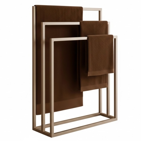 Wieszak łazienkowy Casia III 3-ramienny beżowy | Metalowy stojak na ręczniki boho