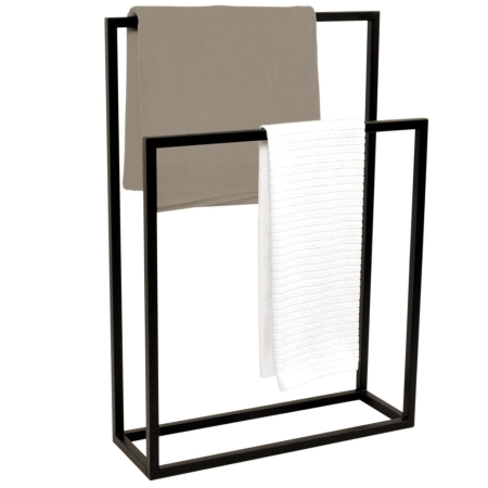 Elegancki, podwójny wieszak na rêczniki Casia II. Wykonany z trwa³ego, czarnego metalu. Stabilna konstrukcja na podstawie, ideal