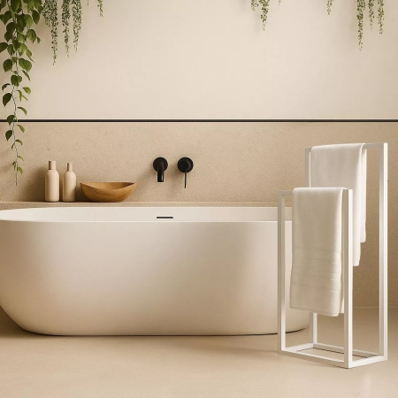 Podwójny wieszak na ręczniki Casia II 40 cm – Biały Metalowy