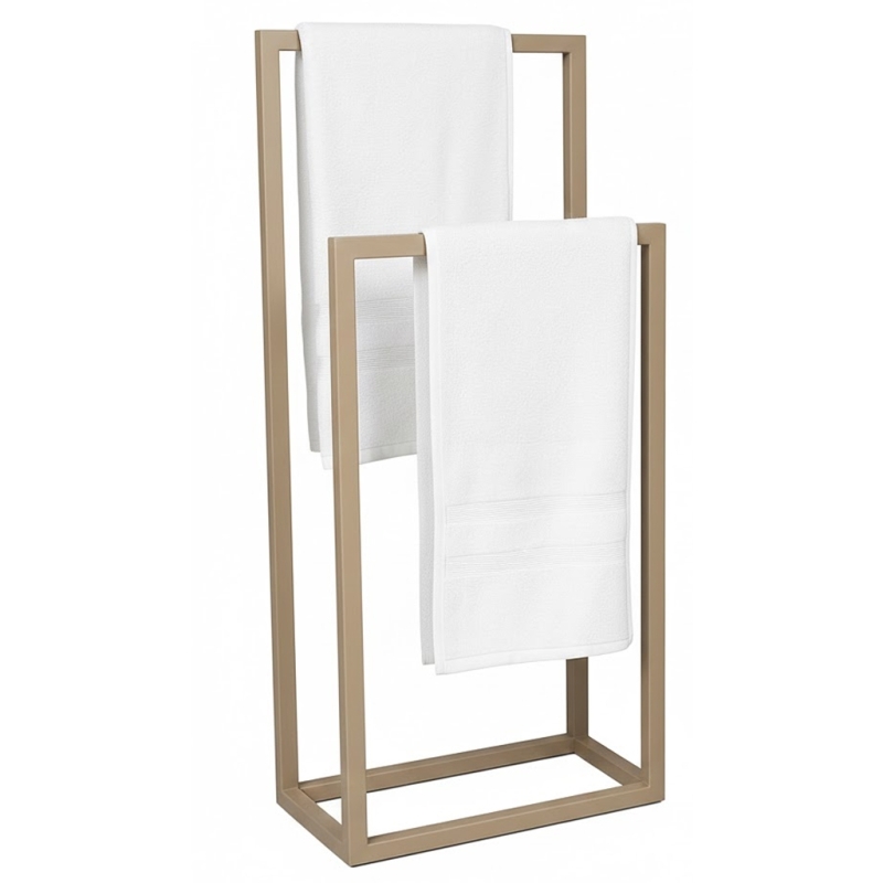 Wieszak łazienkowy Casia II 2-ramienny wąski 40 cm beżowy | Kompaktowy stojak na ręczniki boho