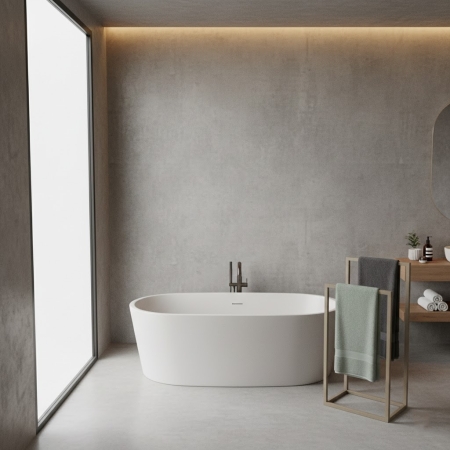 Wieszak łazienkowy Casia II 2-ramienny wąski 40 cm beżowy | Kompaktowy stojak na ręczniki boho