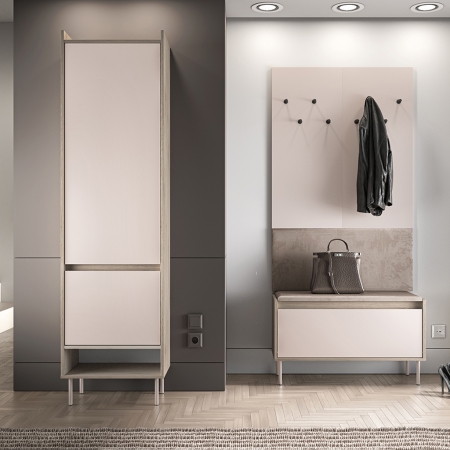 Szafa do przedpokoju ARCO 01 kaszmir dąb cremona terracotta 54 cm z miejscem na obuwie