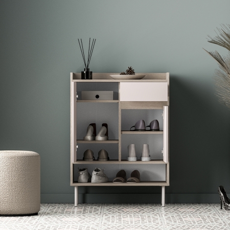 Szafa do przedpokoju ARCO 03 – Kaszmir & Dąb Cremona – Szafka na buty z szufladą