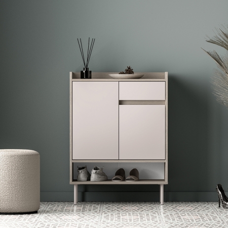 Szafa do przedpokoju ARCO 03 – Kaszmir & Dąb Cremona – Szafka na buty z szufladą