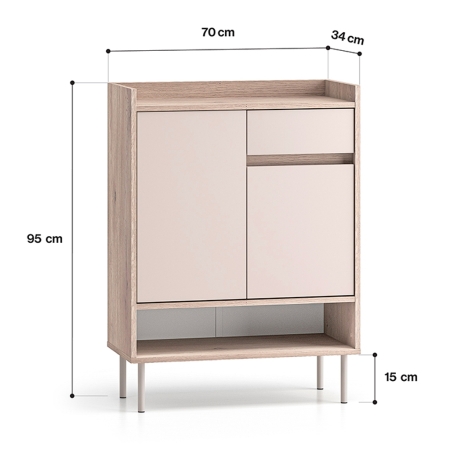 Szafa do przedpokoju ARCO 03 – Kaszmir & Dąb Cremona – Szafka na buty z szufladą