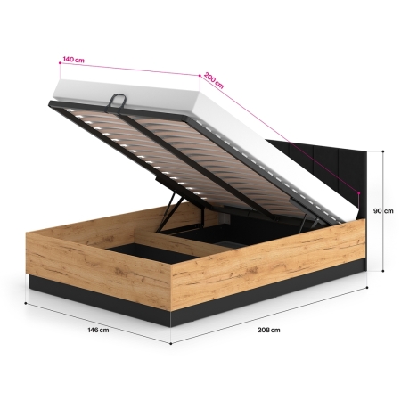 Łóżko AMBER 140 – łóżko z pojemnikiem 140×200