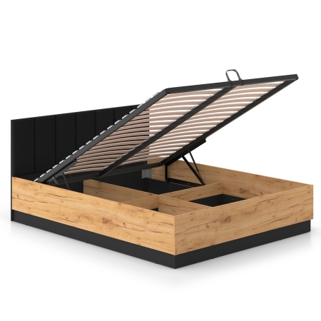 Łóżko AMBER 160 z podnoszonym stelażem i pojemnikiem – eleganckie łóżko do sypialni 160×200