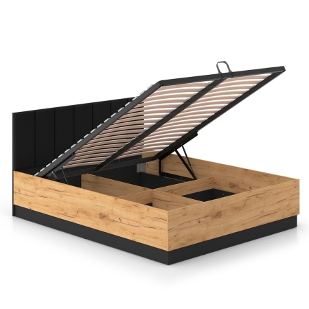 Łóżko AMBER 120 z podnoszonym stelażem i pojemnikiem – tapicerowany zagłówek 120×200