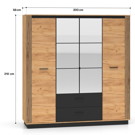 Szafa AMBER 01 – czterodrzwiowa szafa z lustrem i szufladami