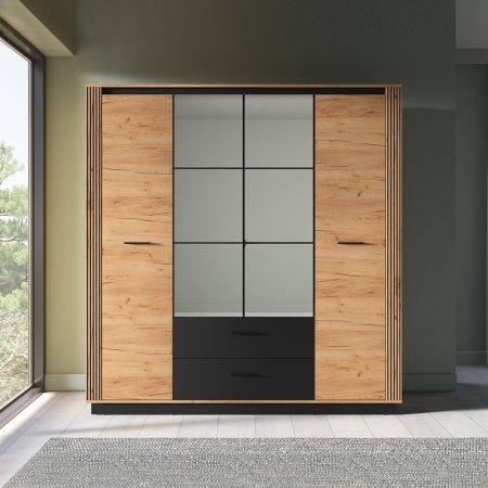 Szafa AMBER 01 – czterodrzwiowa szafa z lustrem i szufladami