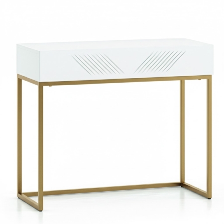 Toaletka Nordic Shine 06 z szufladą na metalowych nóżkach złote / czarne | 92cm Jodełka