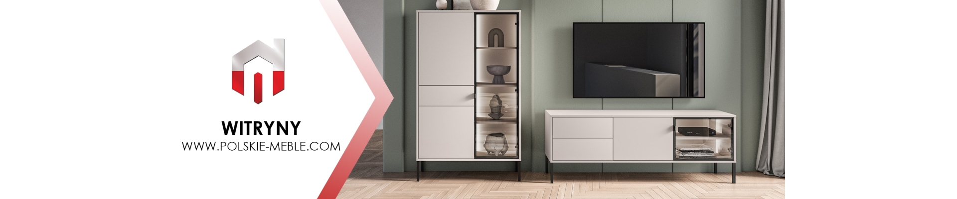 Witryny do Salonu i Jadalni | Przeszklone Szafki z LED